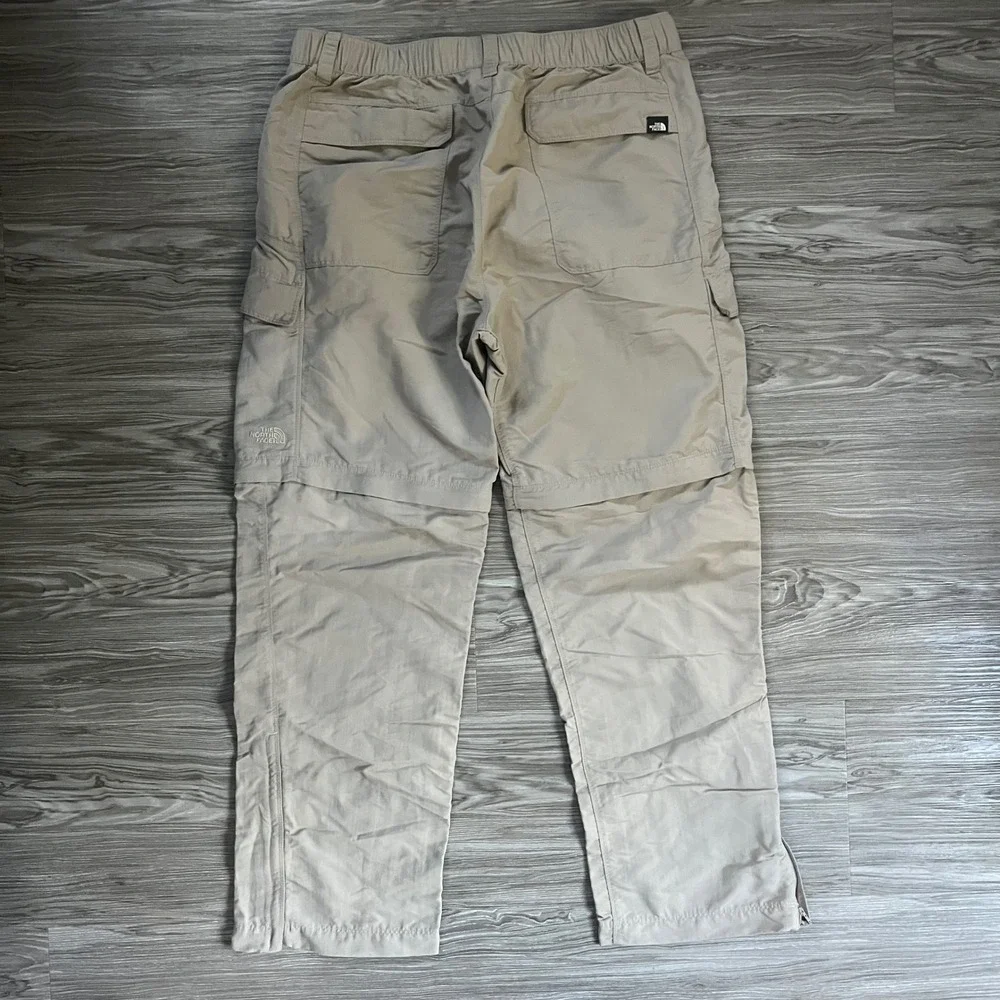 The North Face Mens Convertible Hiking Cargo Pants Tan Khaki Zip Off Large L